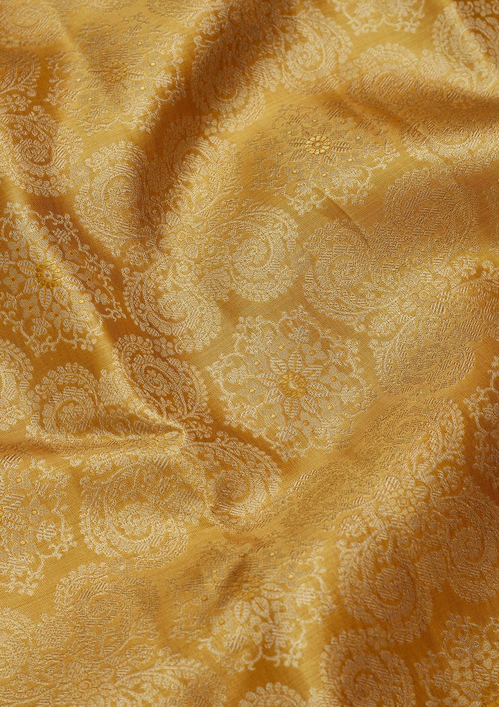 Mustard Zariwork Tissue Silk Saree-Koskii