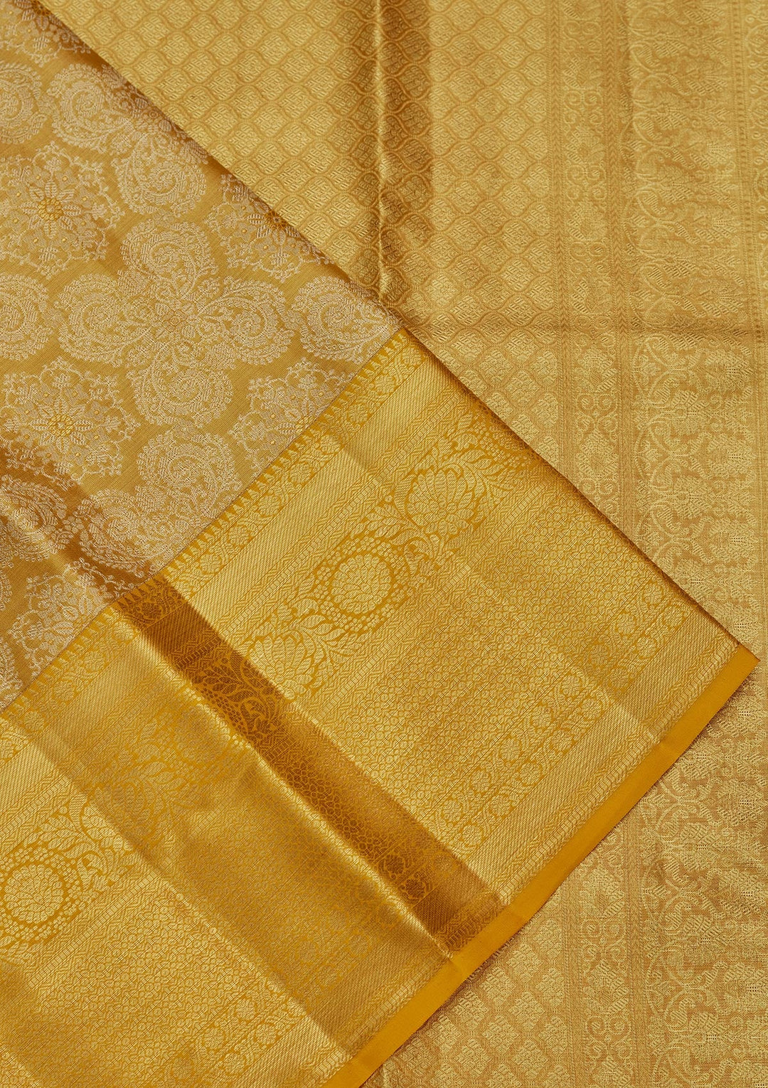 Mustard Zariwork Tissue Silk Saree-Koskii