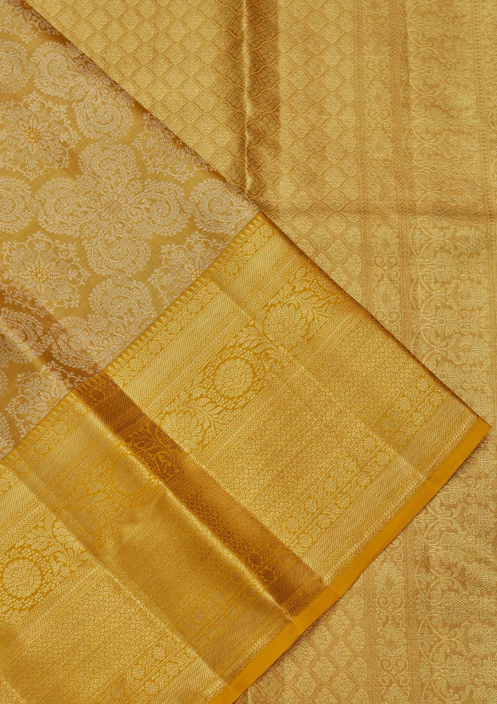 Mustard Zariwork Tissue Silk Saree-Koskii