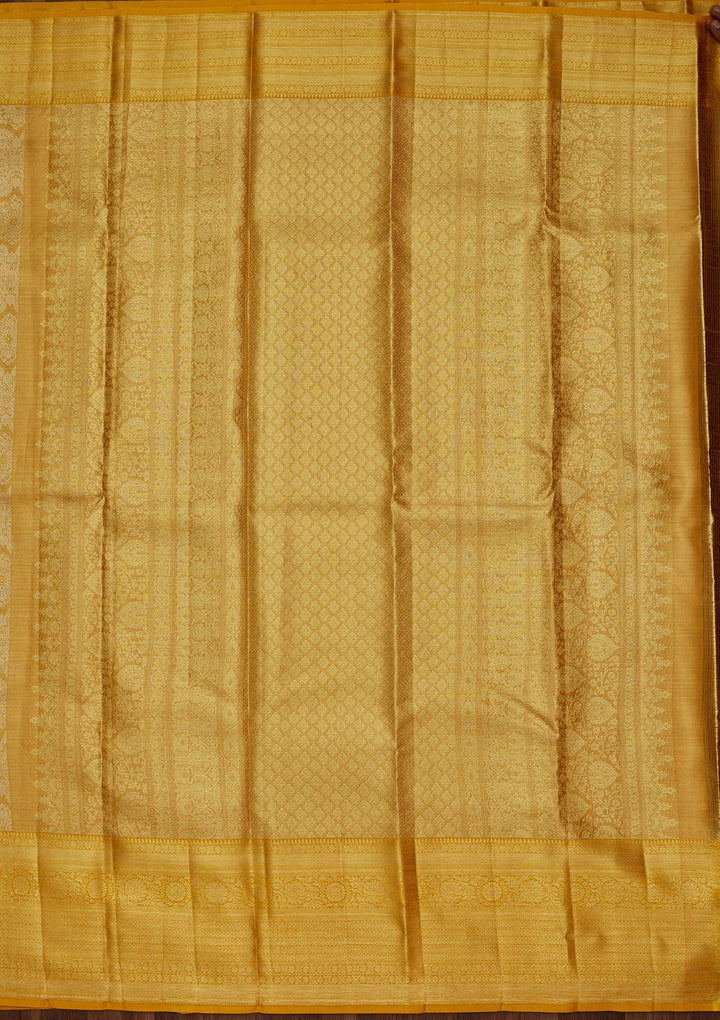 Mustard Zariwork Tissue Silk Saree-Koskii