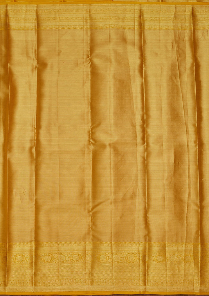 Mustard Zariwork Tissue Silk Saree-Koskii