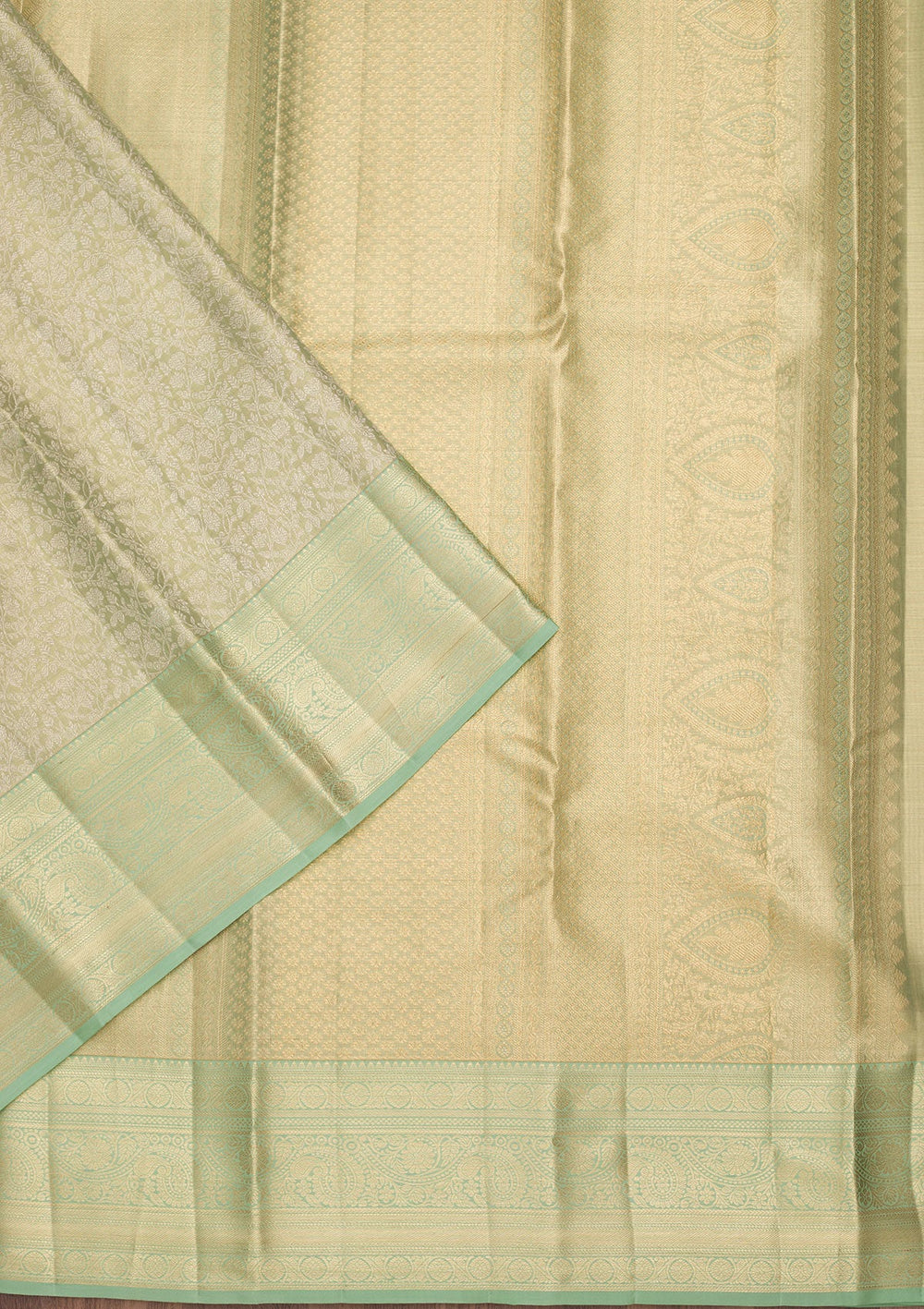 Pista Green Zariwork Tissue Silk Saree-Koskii