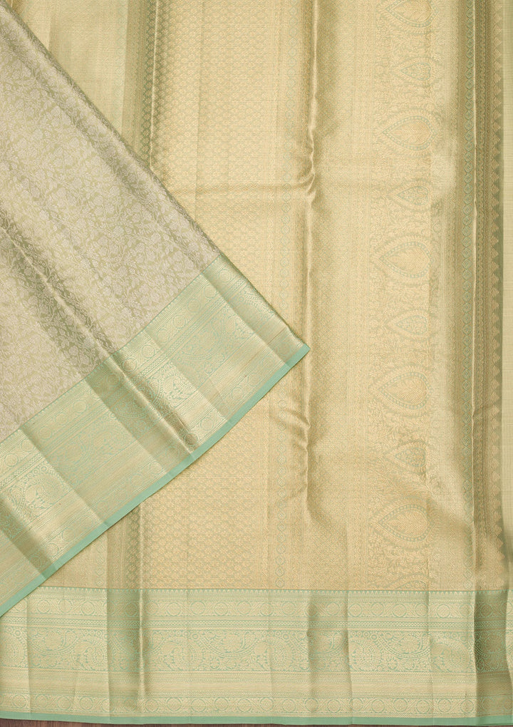 Pista Green Zariwork Tissue Silk Saree-Koskii