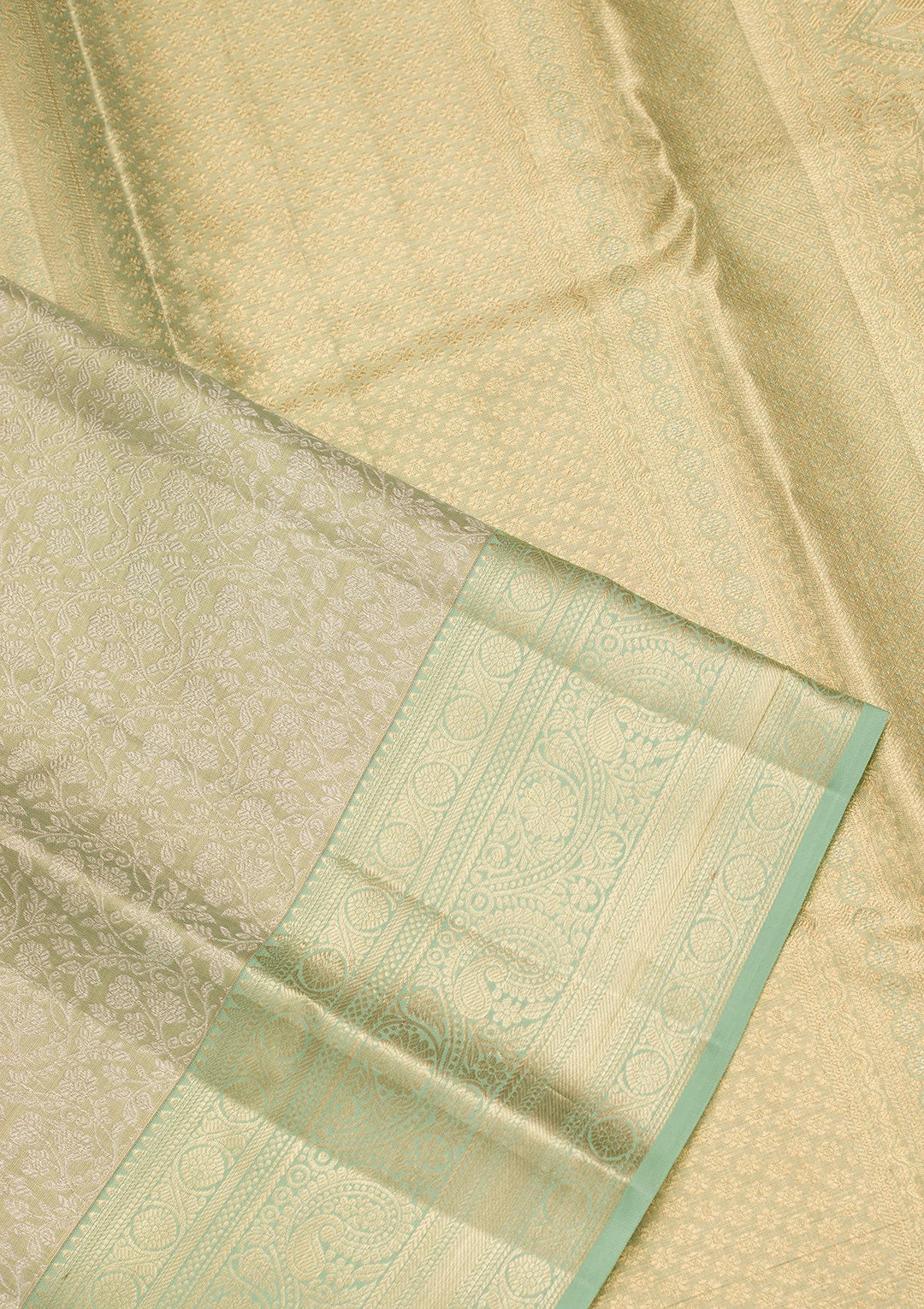 Pista Green Zariwork Tissue Silk Saree-Koskii