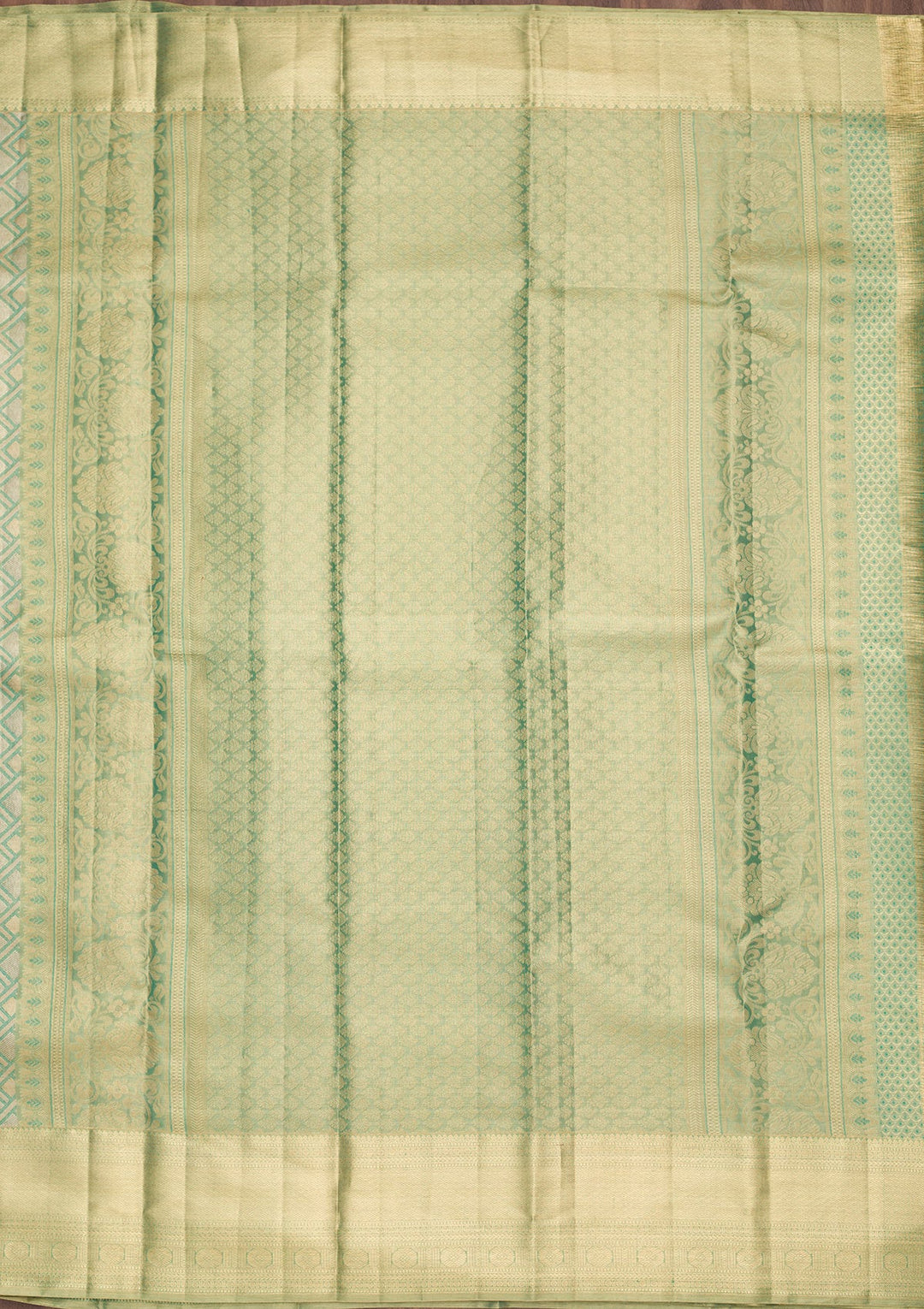 Rama Green Zariwork Tissue Silk Saree-Koskii