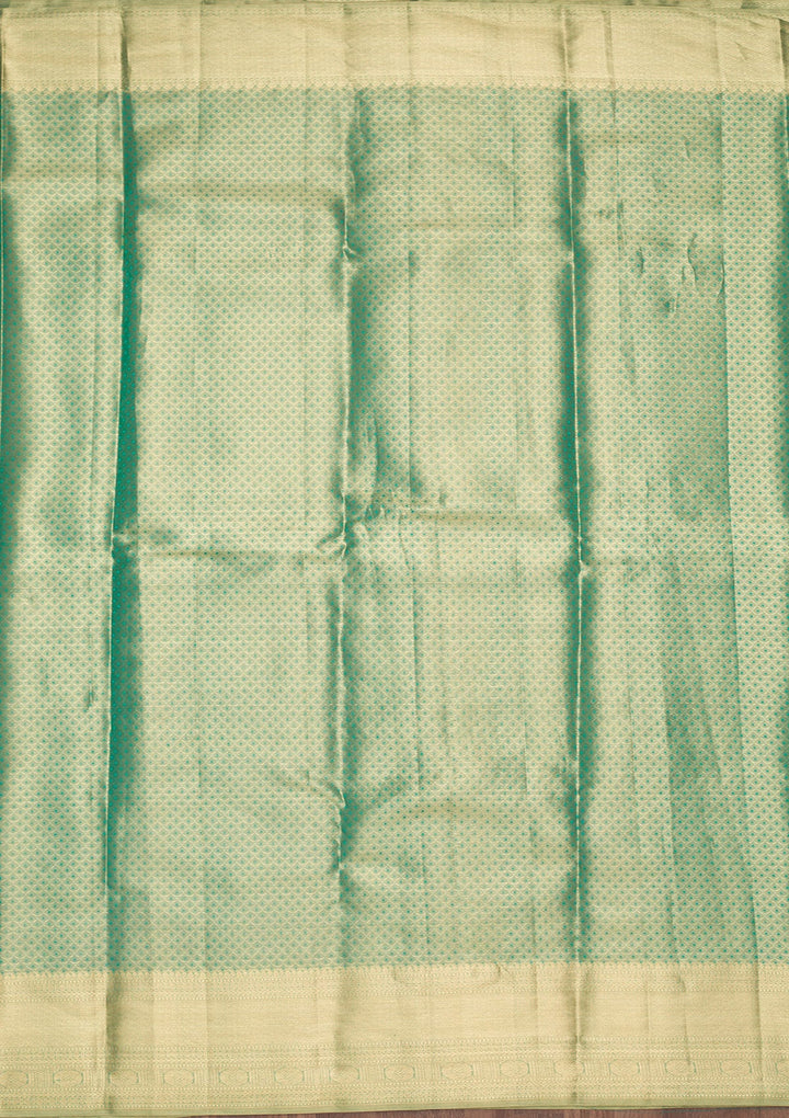 Rama Green Zariwork Tissue Silk Saree-Koskii