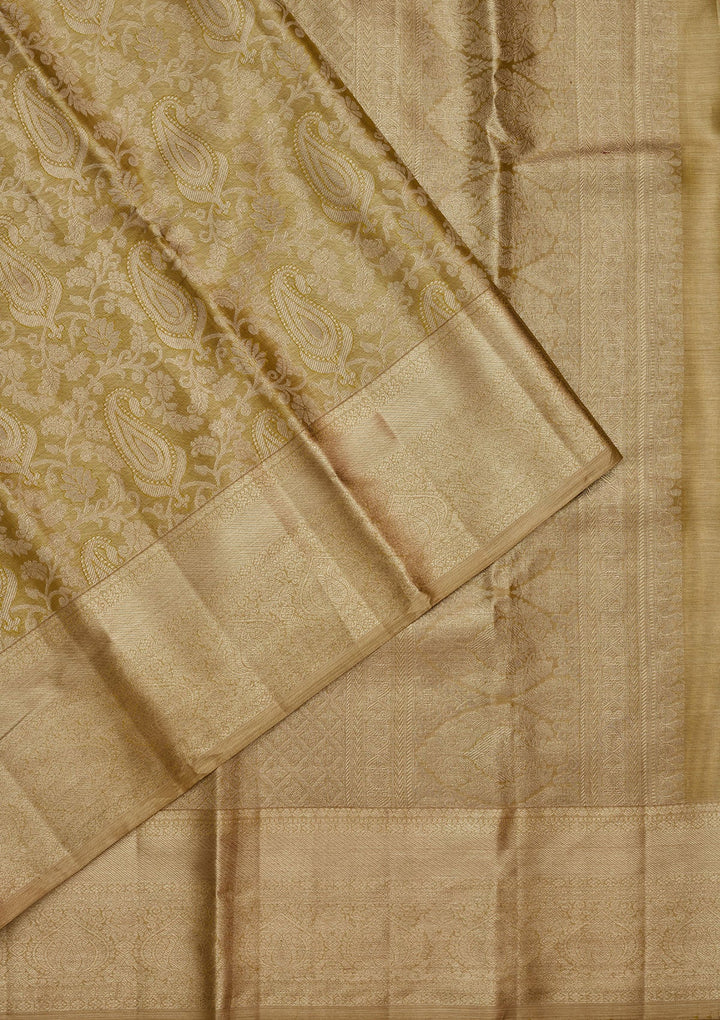 Pista Green Zariwork Tissue Silk Saree-Koskii