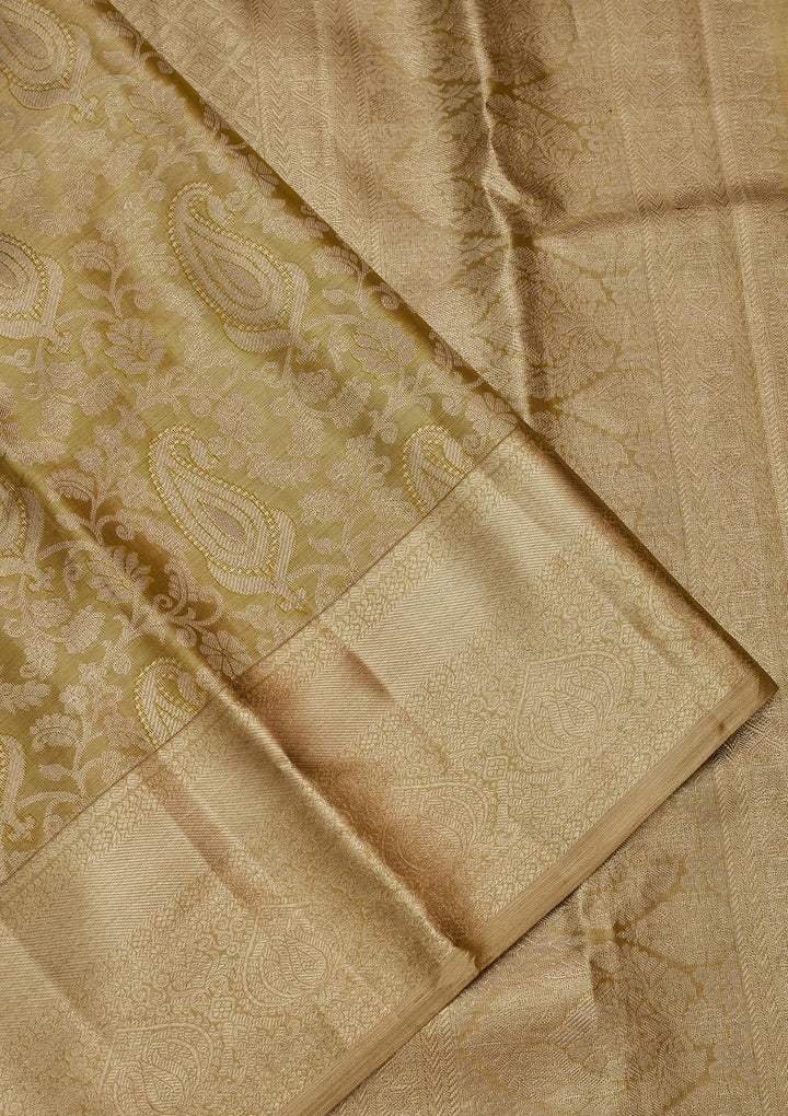 Pista Green Zariwork Tissue Silk Saree-Koskii