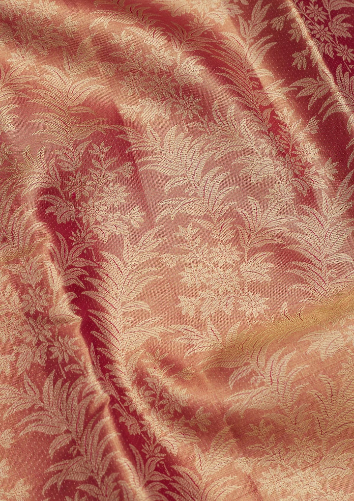Onion Pink Zariwork Tissue Silk Saree-Koskii