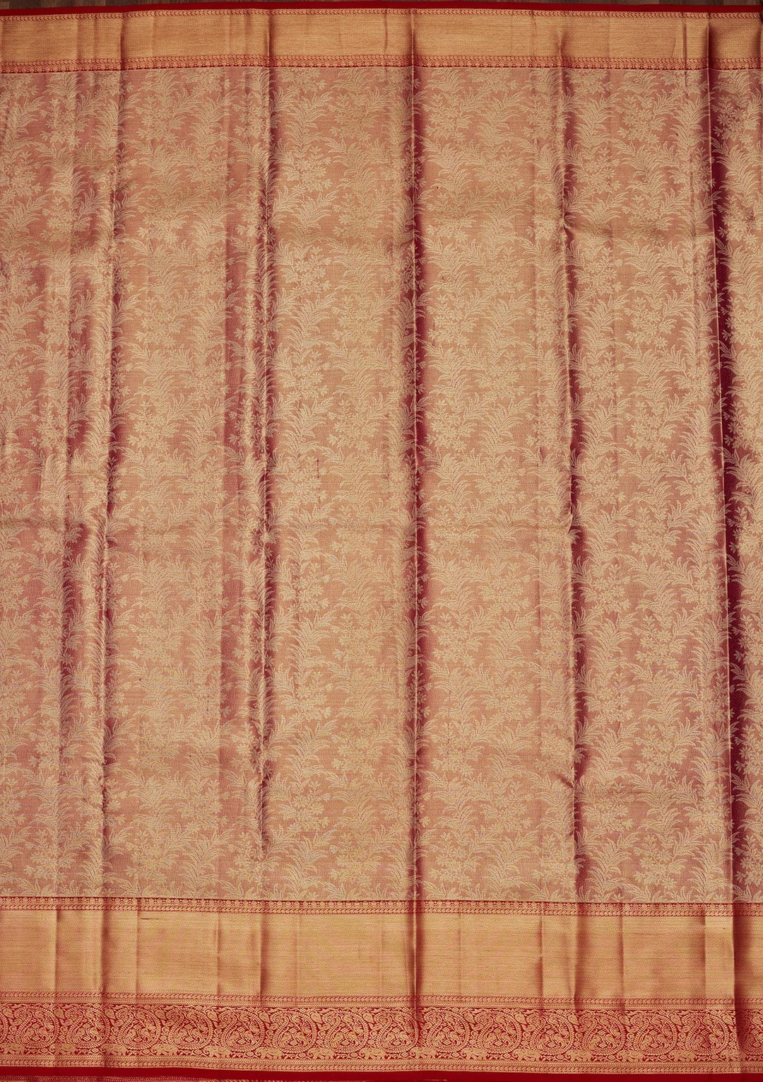 Onion Pink Zariwork Tissue Silk Saree-Koskii