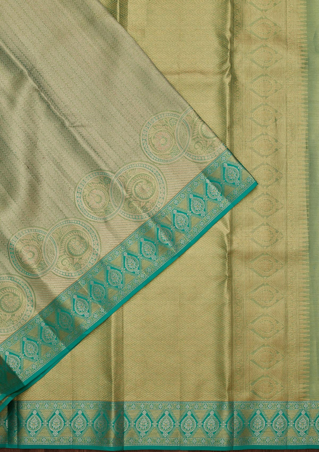 Pista Green Zariwork Tissue Silk Saree-Koskii