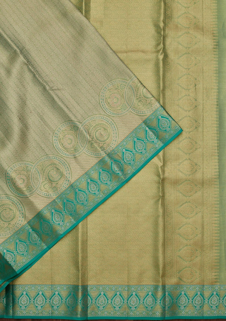 Pista Green Zariwork Tissue Silk Saree-Koskii