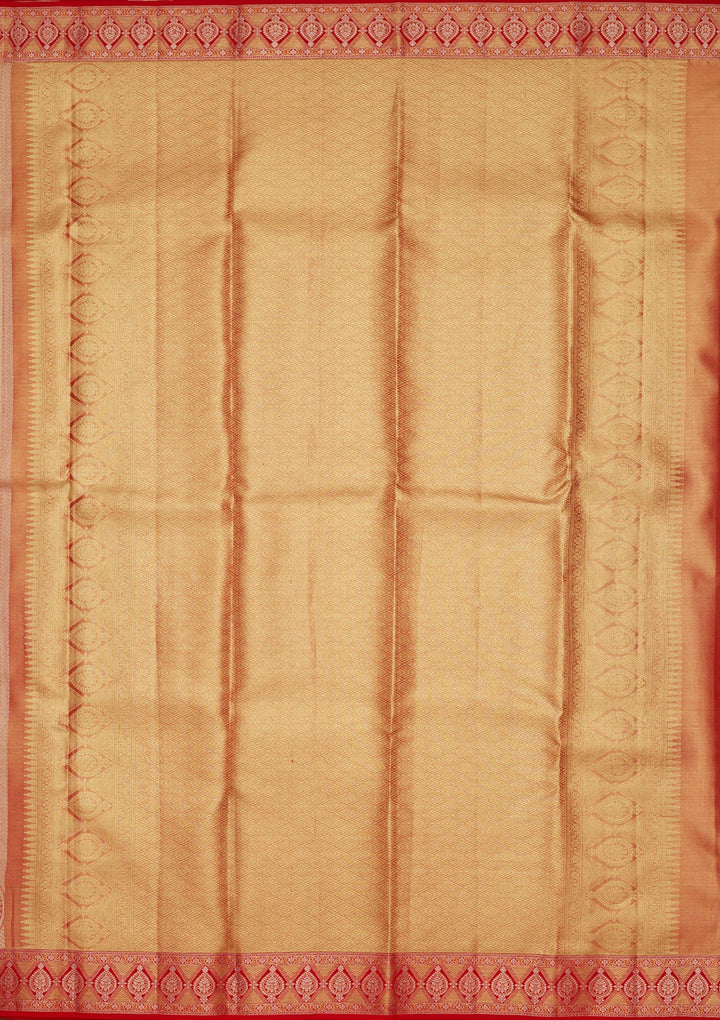 Rust Zariwork Tissue Silk Saree-Koskii