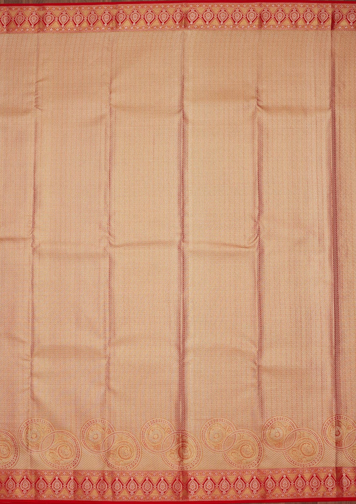 Rust Zariwork Tissue Silk Saree-Koskii
