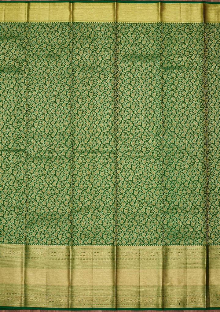 Rama Green Zariwork Pure Silk Saree-Koskii