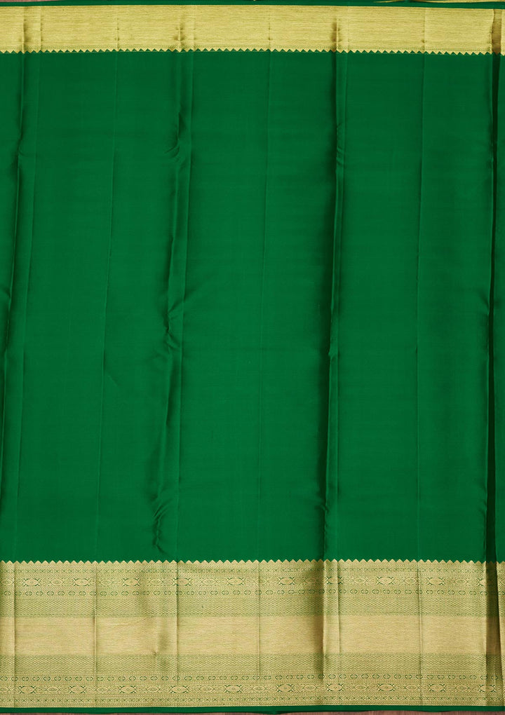 Rama Green Zariwork Pure Silk Saree-Koskii