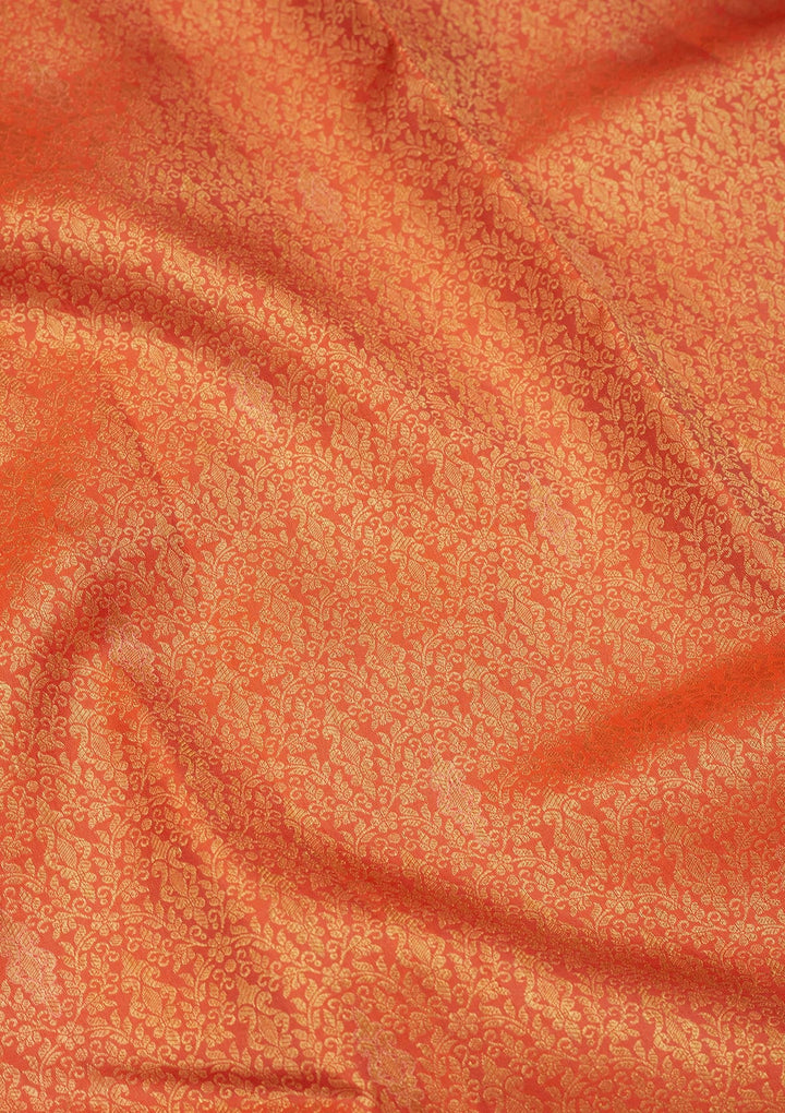 Rust Zariwork Pure Silk Saree-Koskii