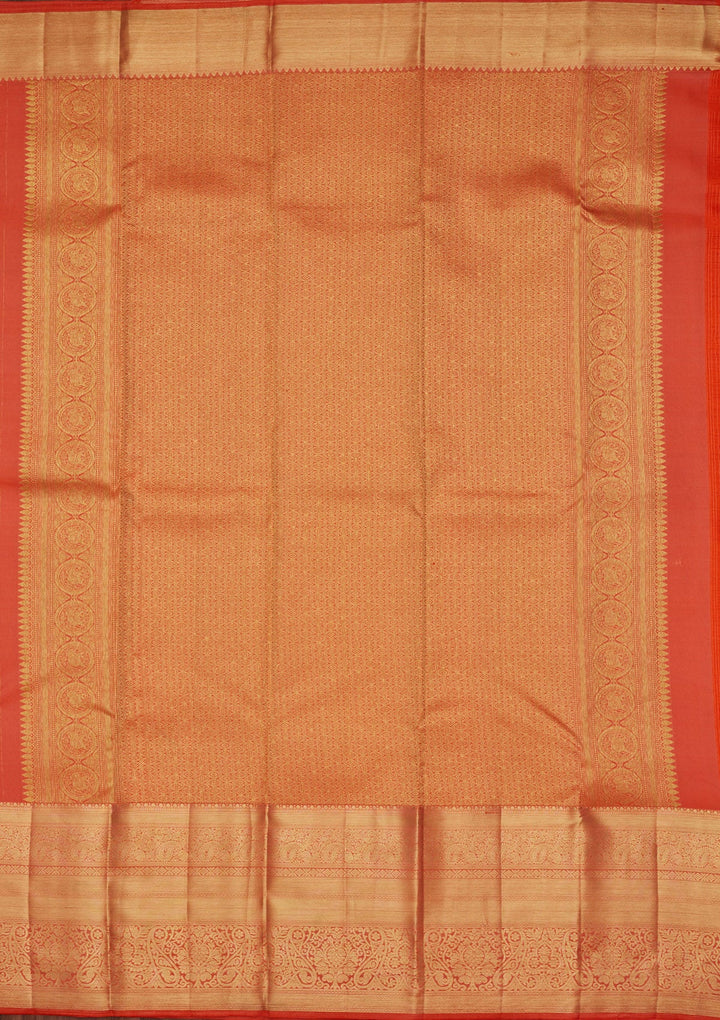 Rust Zariwork Pure Silk Saree-Koskii