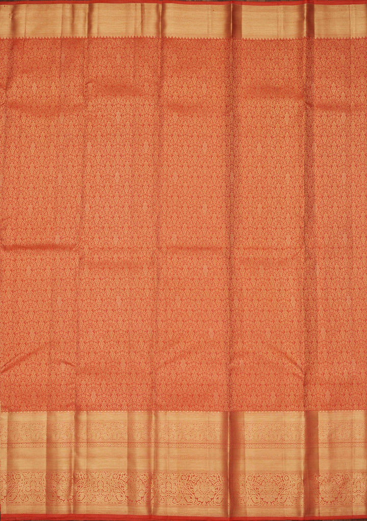 Rust Zariwork Pure Silk Saree-Koskii