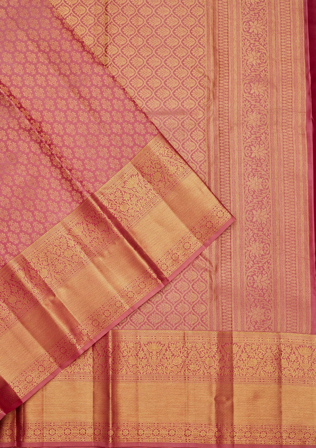 Onion Pink Zariwork Pure Silk Saree-Koskii