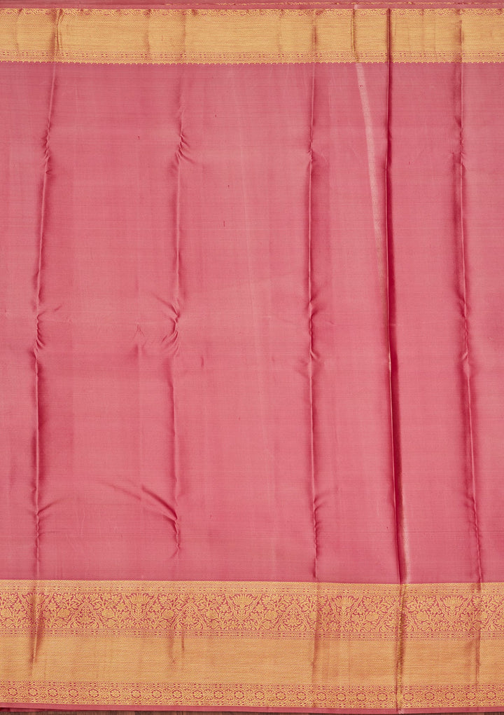 Onion Pink Zariwork Pure Silk Saree-Koskii