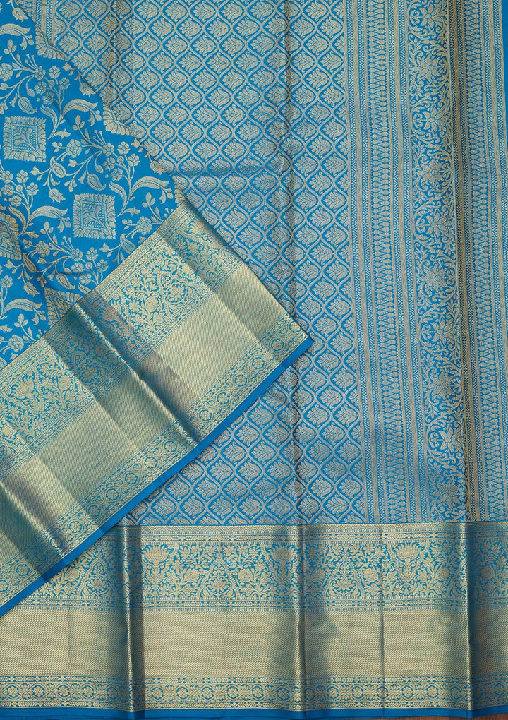Royal Blue Zariwork Pure Silk Saree-Koskii