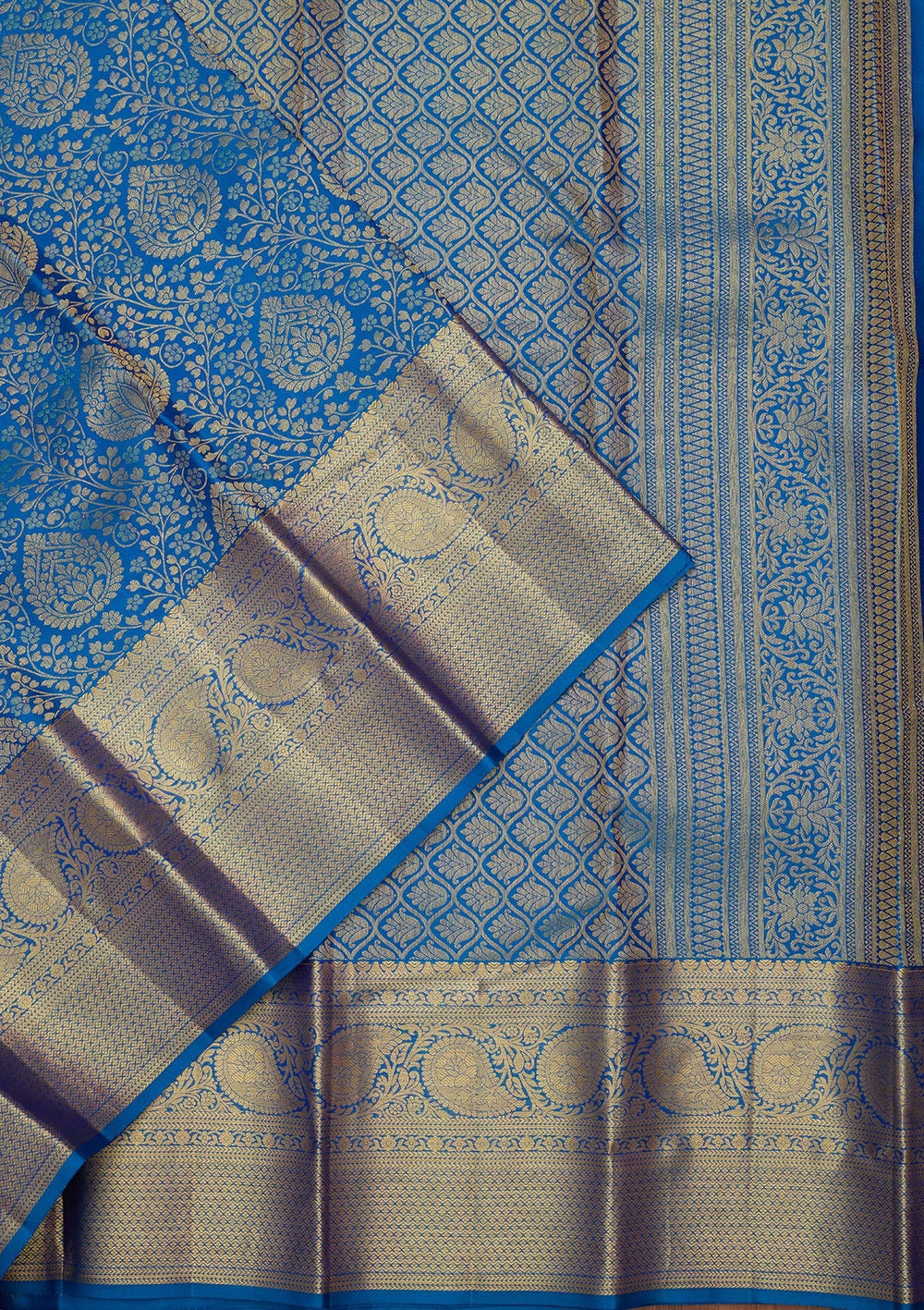 Royal Blue Zariwork Pure Silk Saree-Koskii
