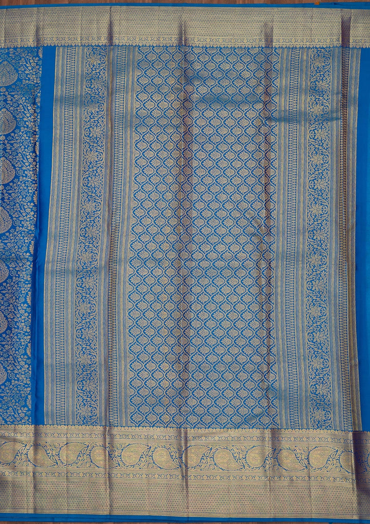Royal Blue Zariwork Pure Silk Saree-Koskii