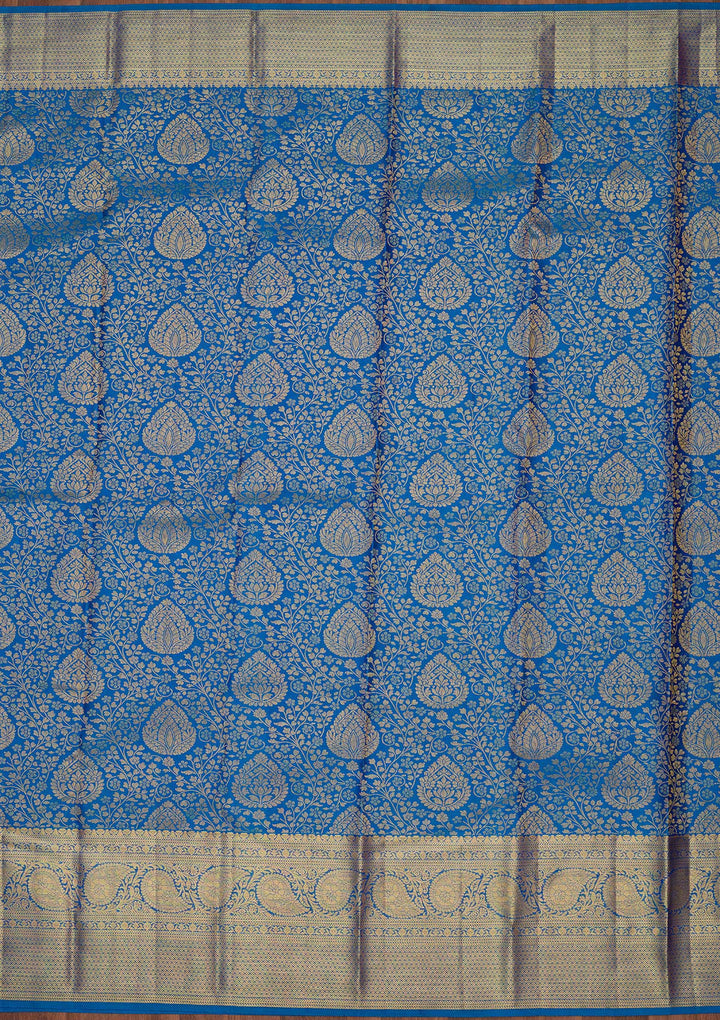 Royal Blue Zariwork Pure Silk Saree-Koskii