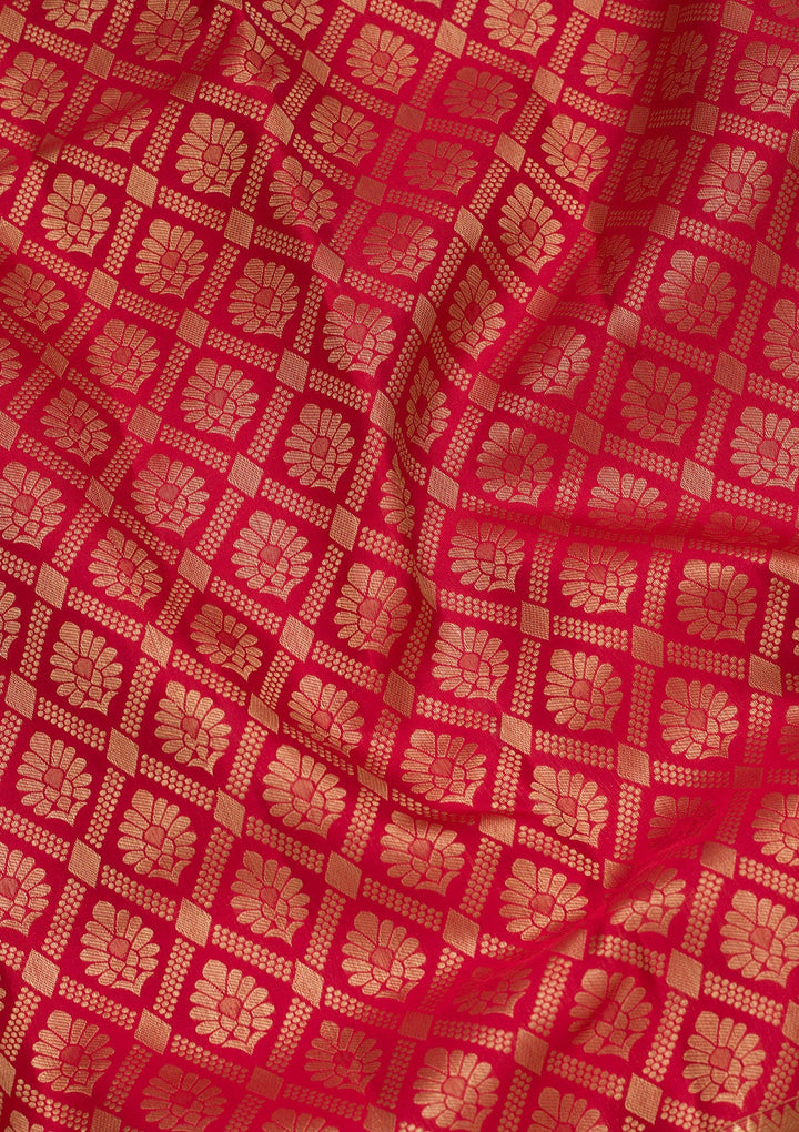 Red Zariwork Pure Silk Saree-Koskii