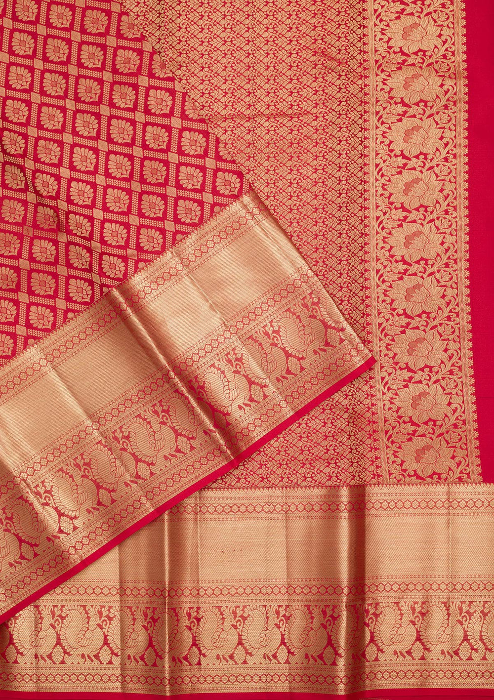 Red Zariwork Pure Silk Saree-Koskii