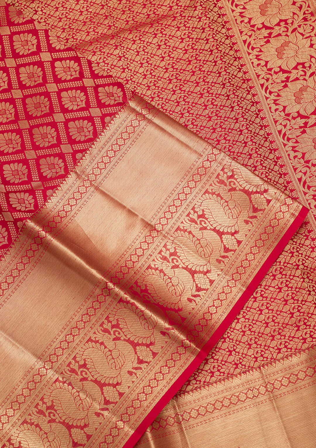 Red Zariwork Pure Silk Saree-Koskii