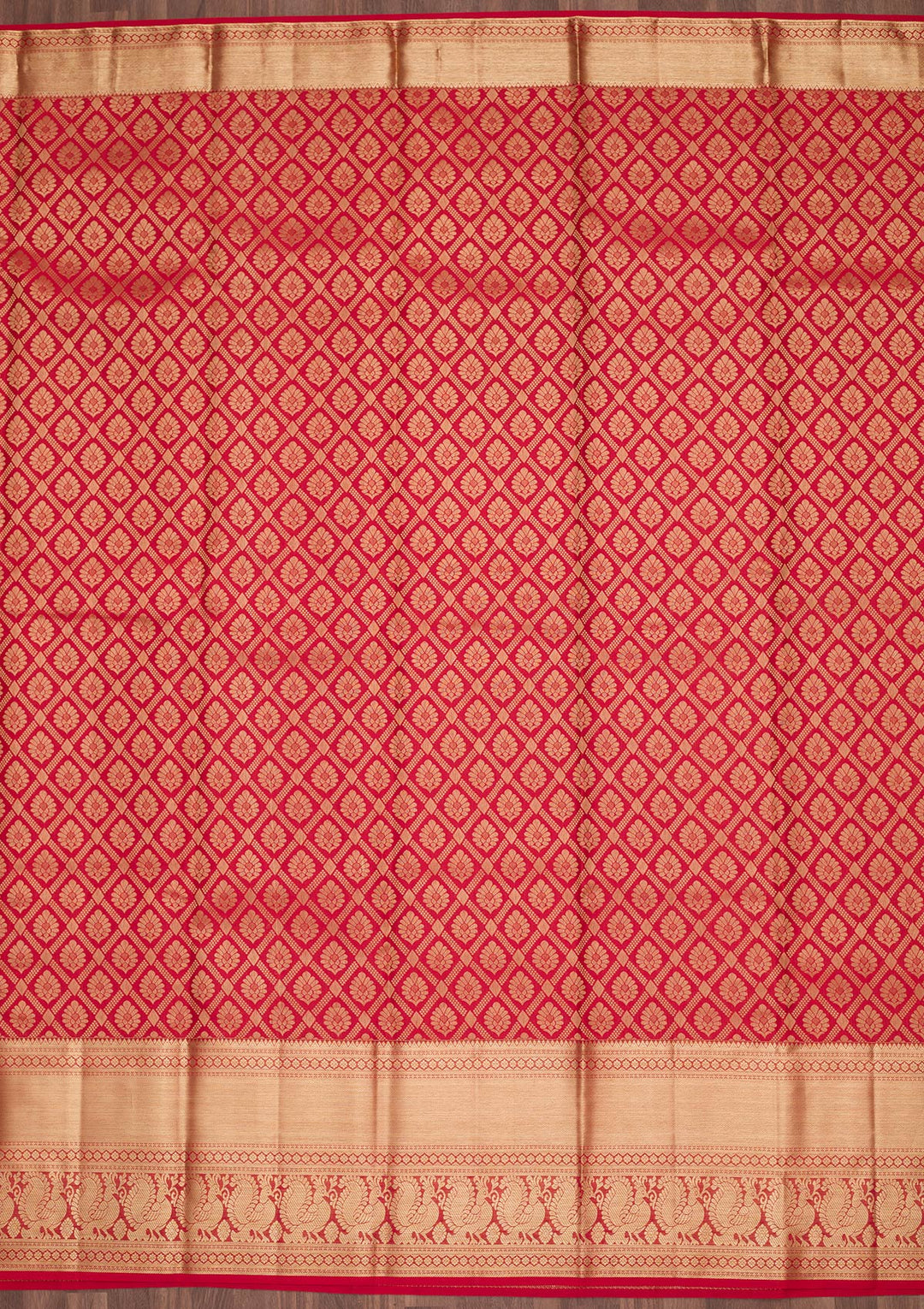 Red Zariwork Pure Silk Saree-Koskii