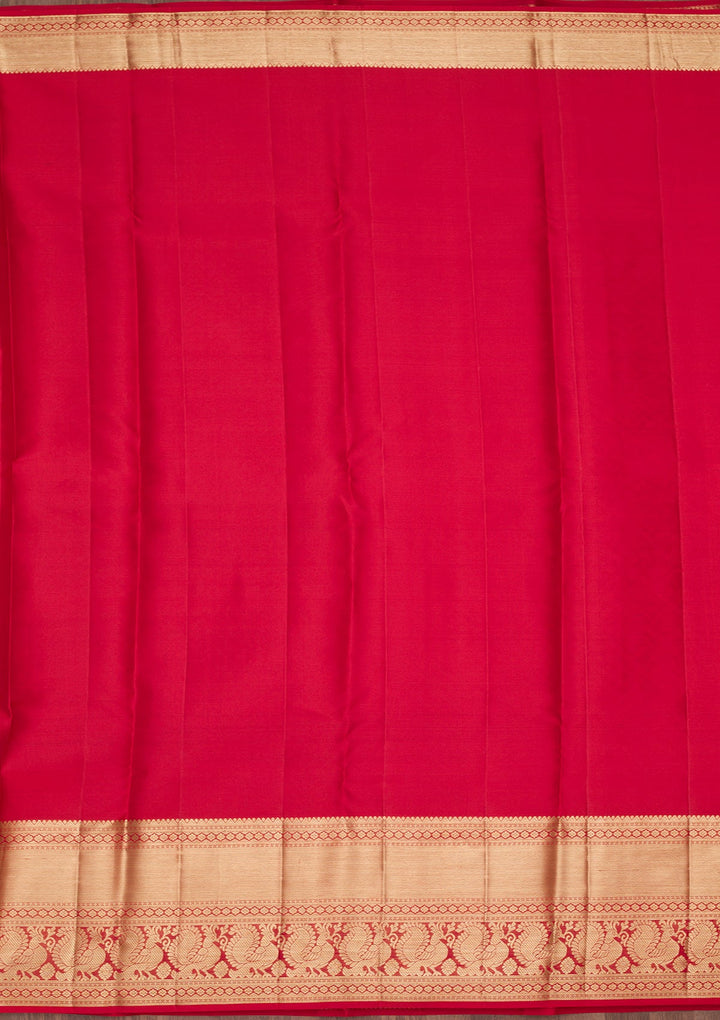 Red Zariwork Pure Silk Saree-Koskii