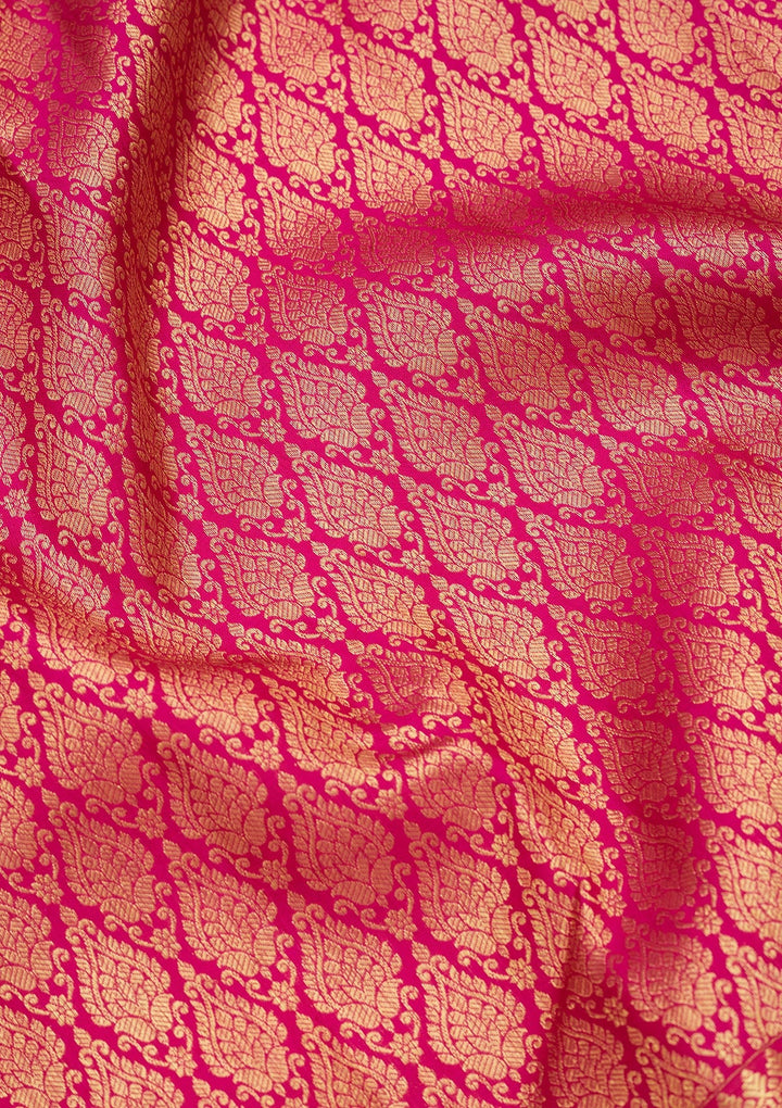 Rani Pink Zariwork Pure Silk Saree-Koskii
