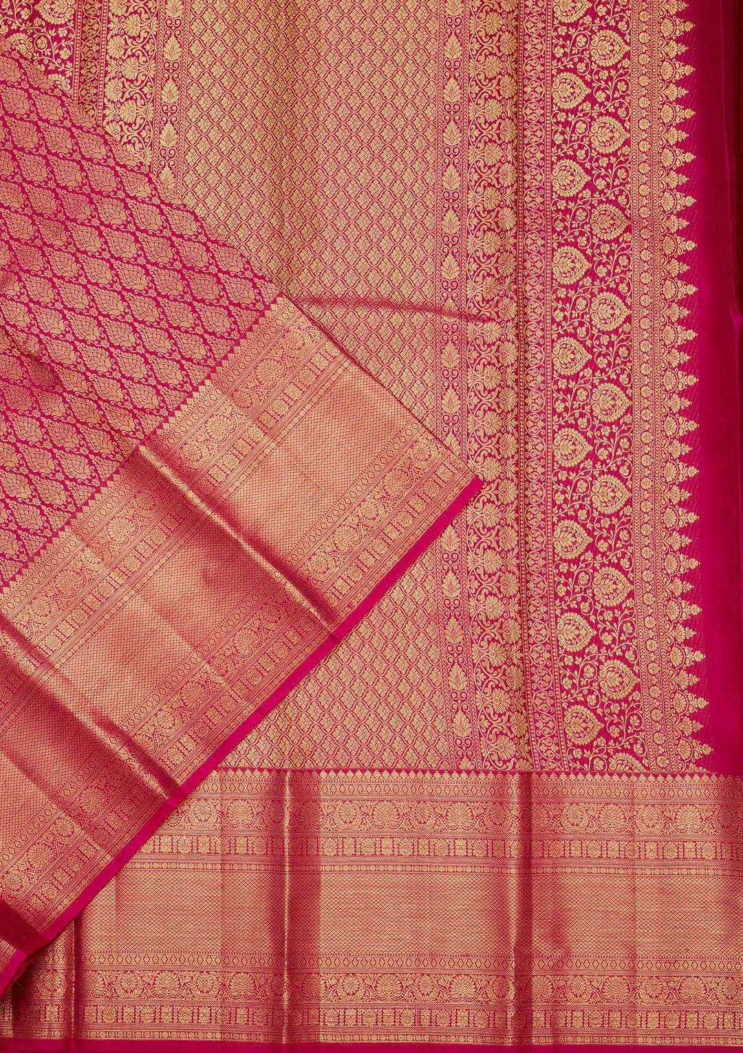 Rani Pink Zariwork Pure Silk Saree-Koskii