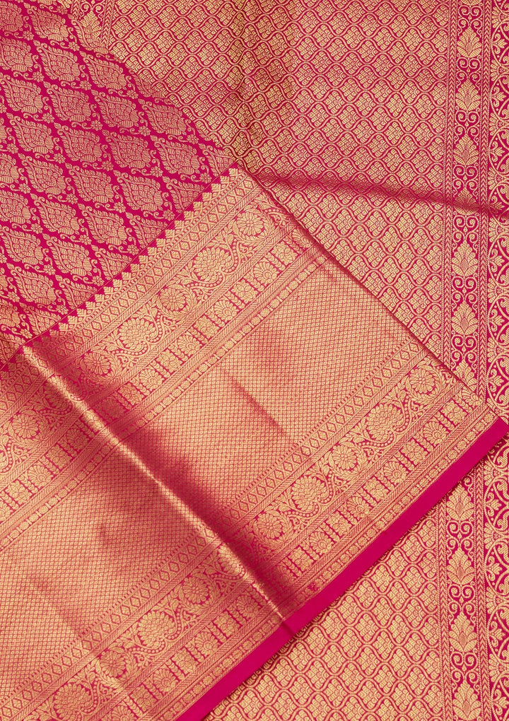 Rani Pink Zariwork Pure Silk Saree-Koskii