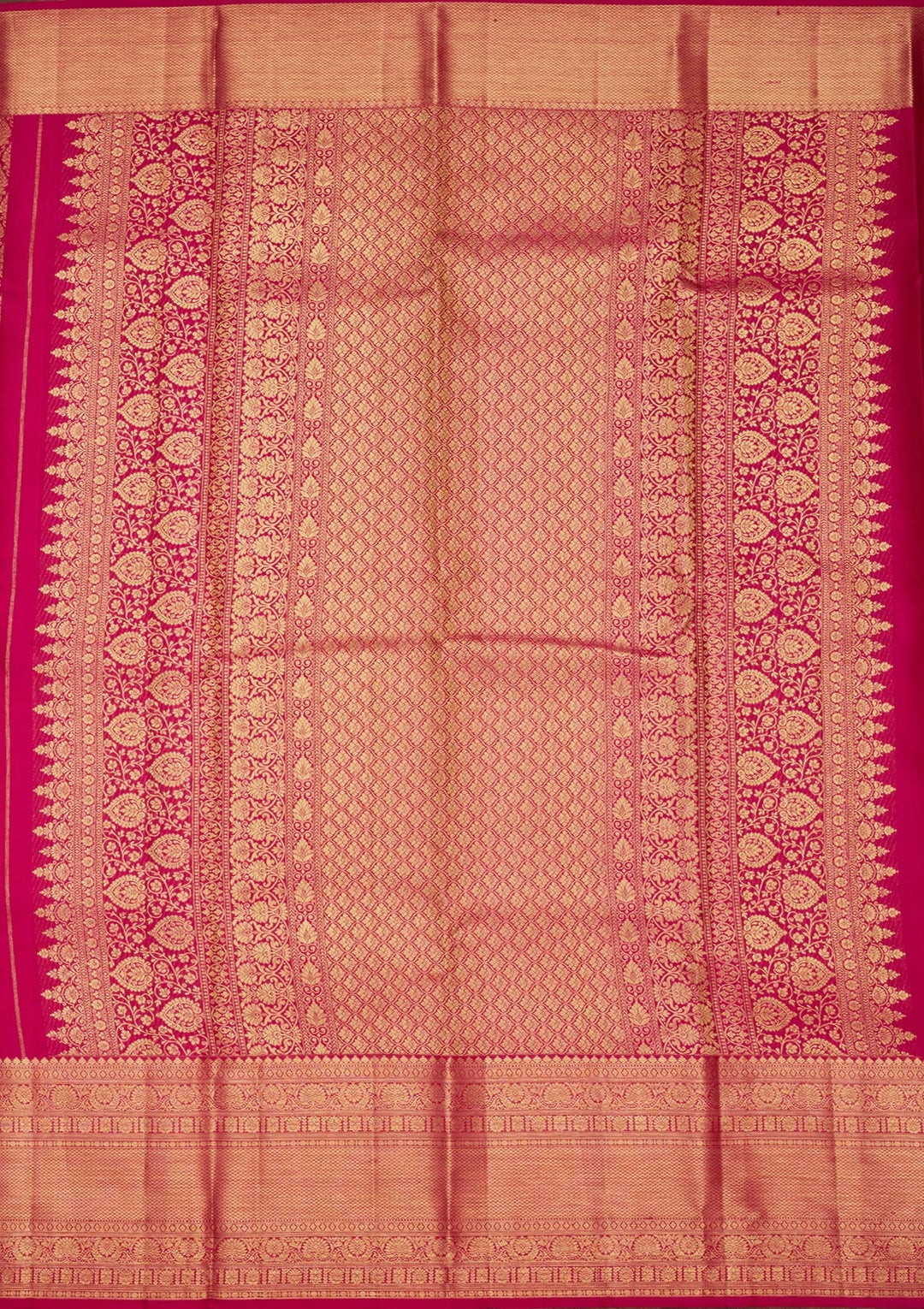 Rani Pink Zariwork Pure Silk Saree-Koskii