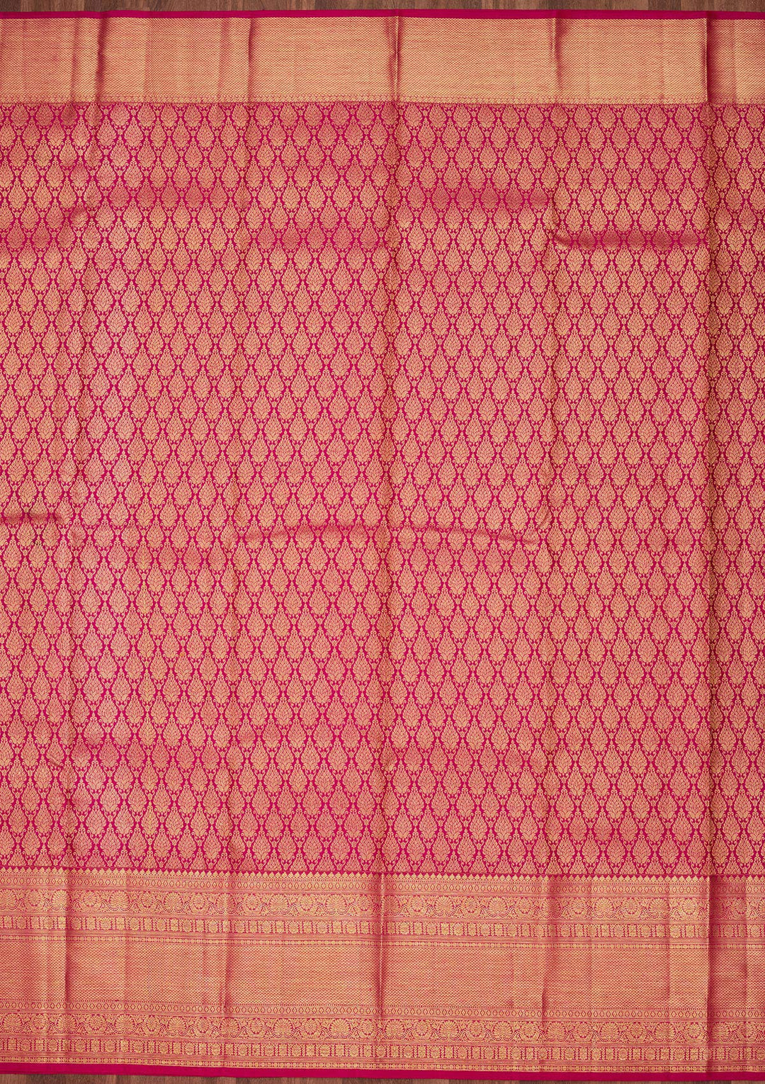Rani Pink Zariwork Pure Silk Saree-Koskii