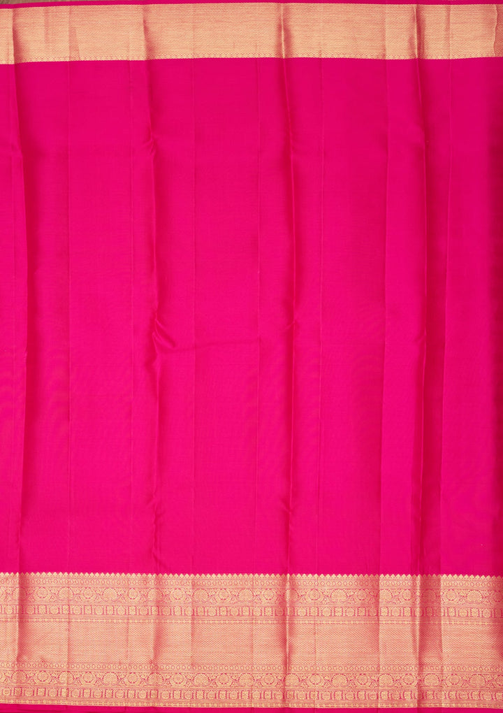 Rani Pink Zariwork Pure Silk Saree-Koskii