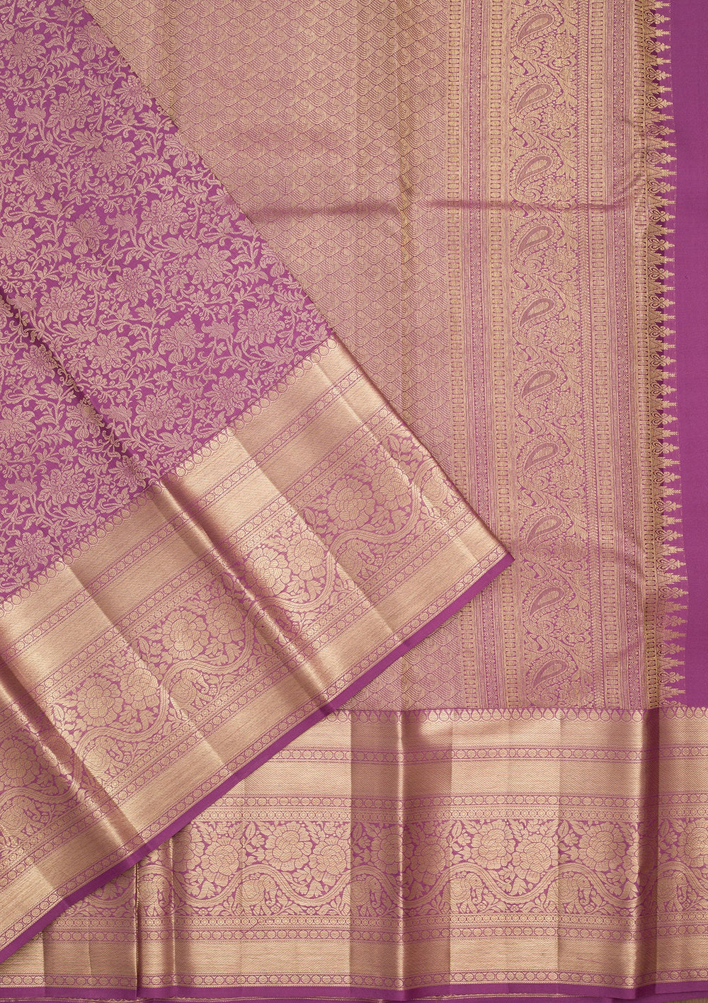 Purple Zariwork Pure Silk Saree-Koskii