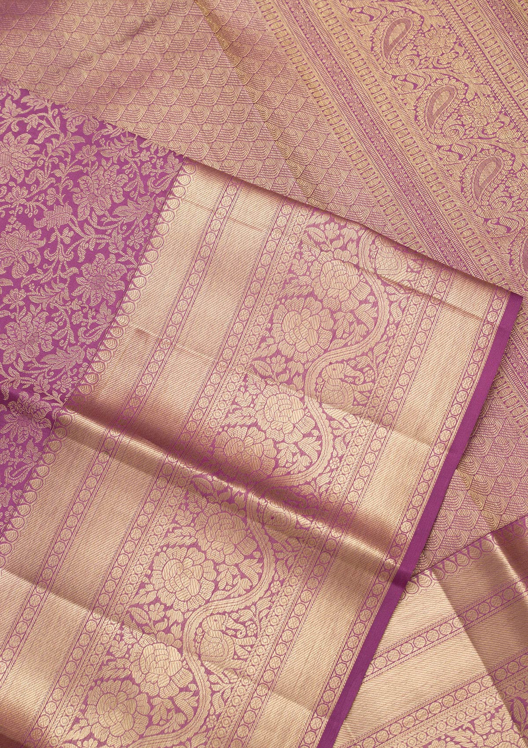 Purple Zariwork Pure Silk Saree-Koskii