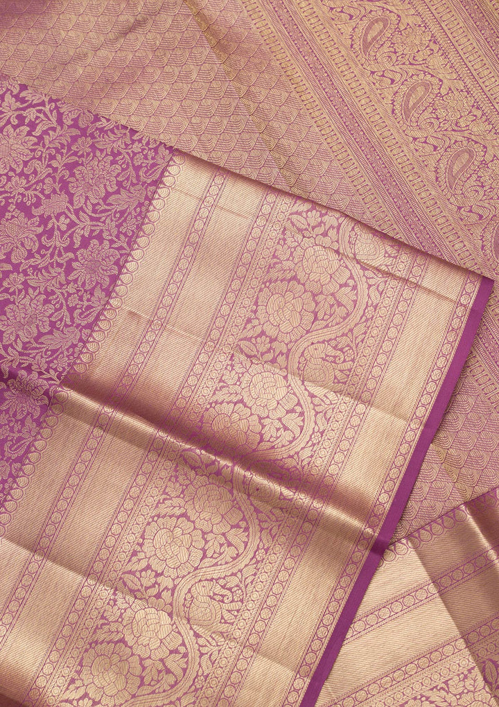 Purple Zariwork Pure Silk Saree-Koskii