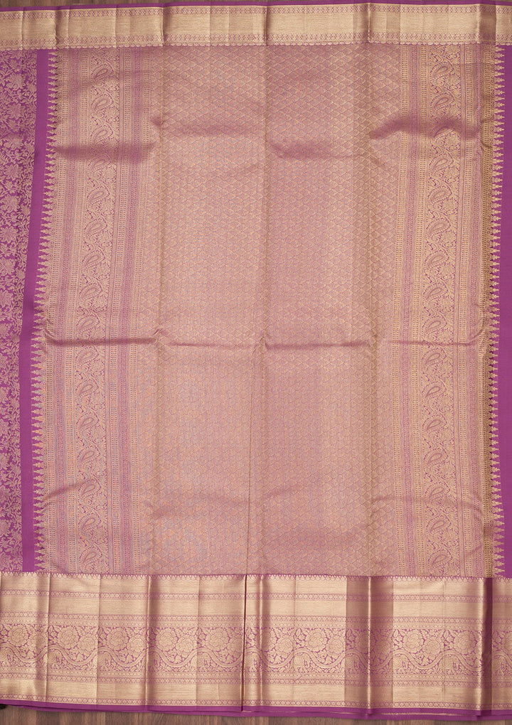 Purple Zariwork Pure Silk Saree-Koskii