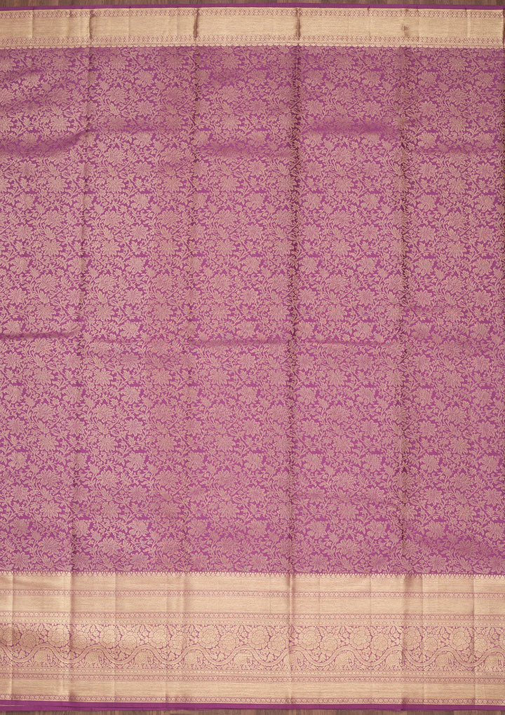Purple Zariwork Pure Silk Saree-Koskii