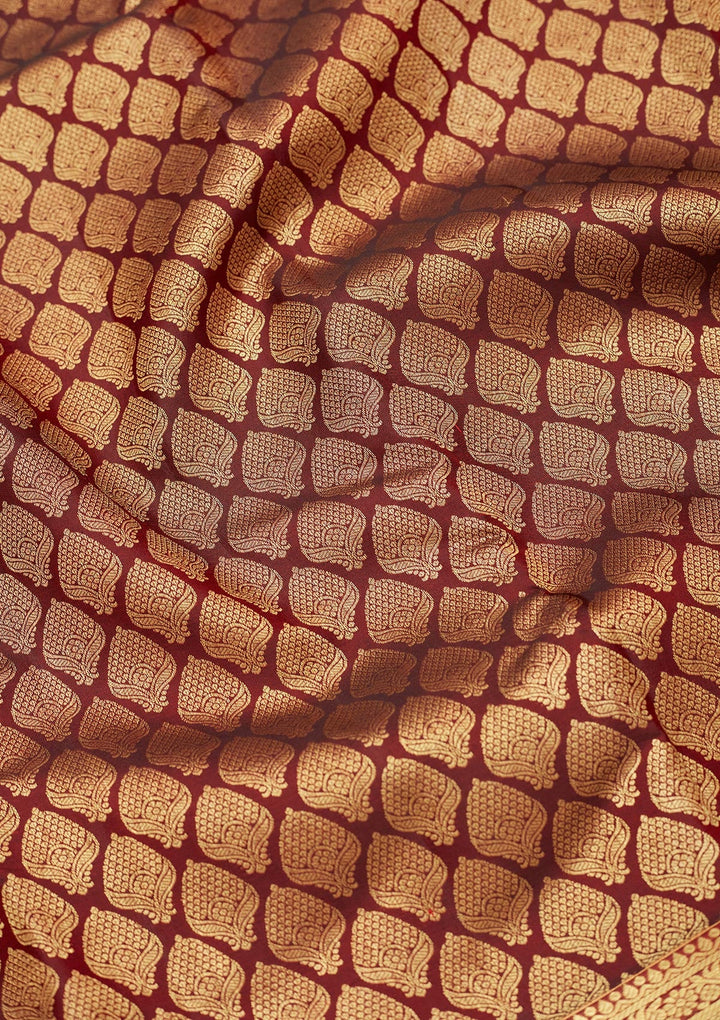 Brown Zariwork Pure Silk Saree-Koskii