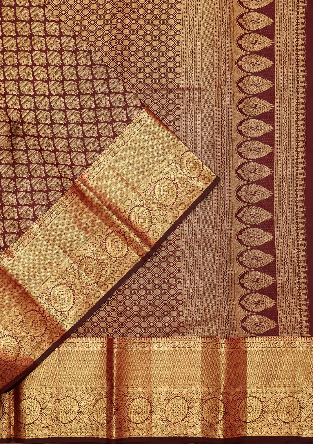 Brown Zariwork Pure Silk Saree-Koskii