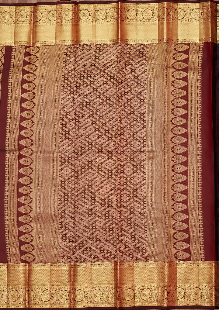 Brown Zariwork Pure Silk Saree-Koskii
