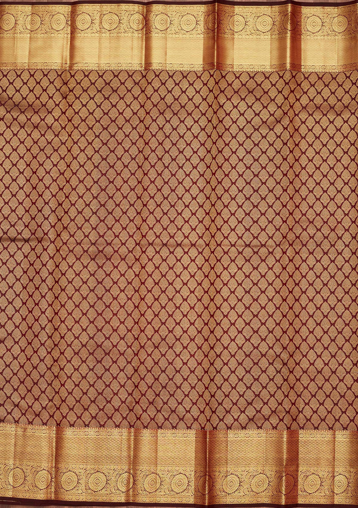 Brown Zariwork Pure Silk Saree-Koskii
