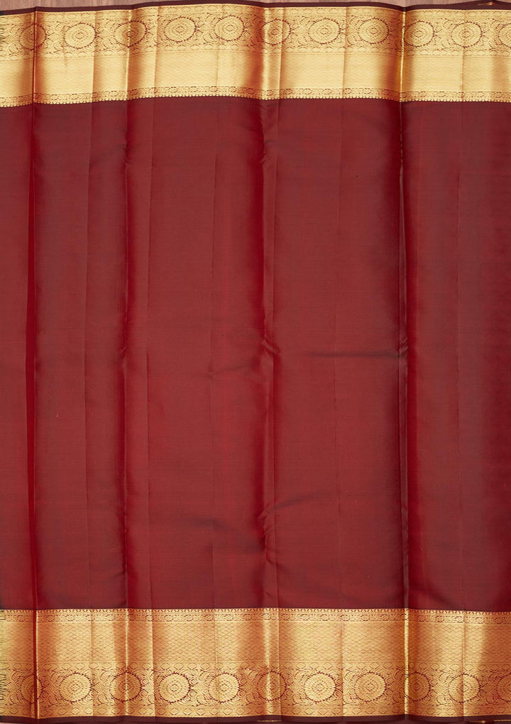 Brown Zariwork Pure Silk Saree-Koskii